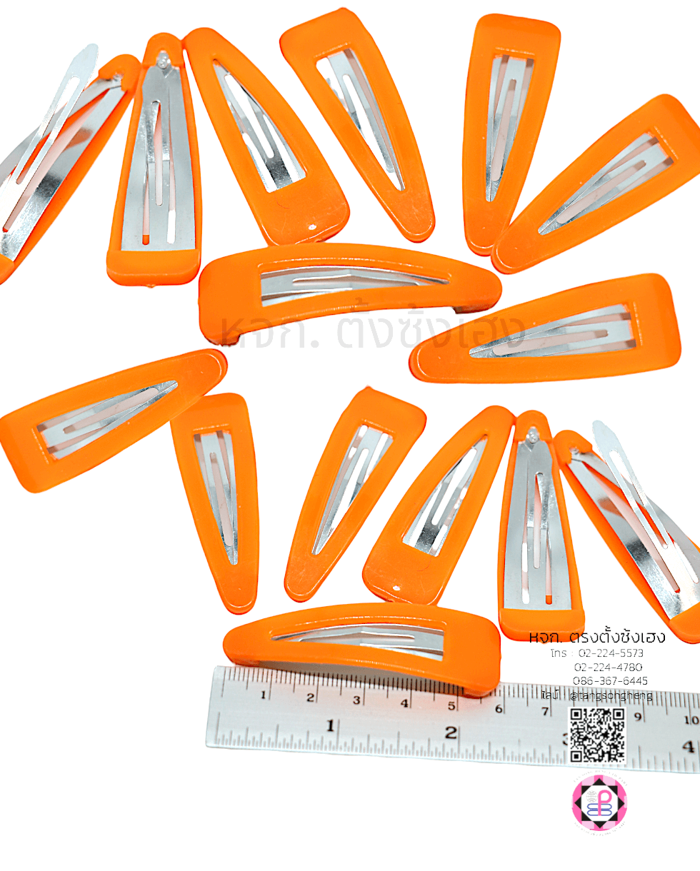 กิ๊บเป๊าะแป๊ะทรงหยดน้ำหุ้มพลาสติก 6 ซม. สีส้ม