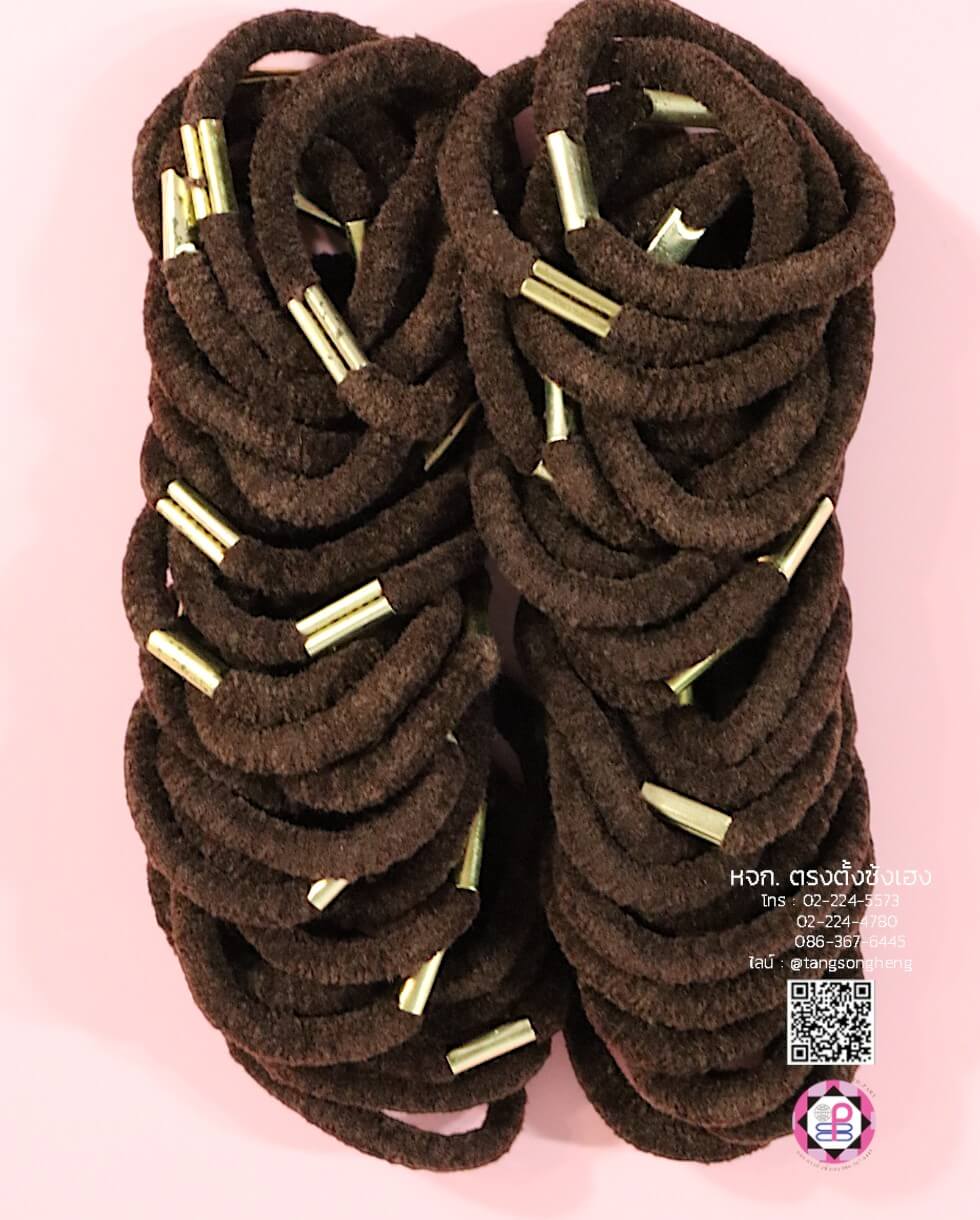 ยางรัดผมสักหราด ขนาดใหญ่  สีน้ำตาลเข้ม