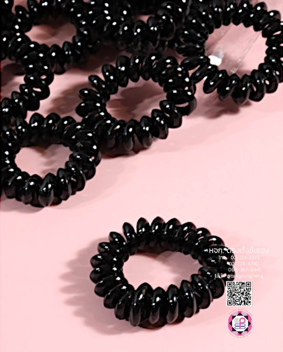 ยางรัดผมสายโทรศัพท์ ขนาดเล็ก สีดำ