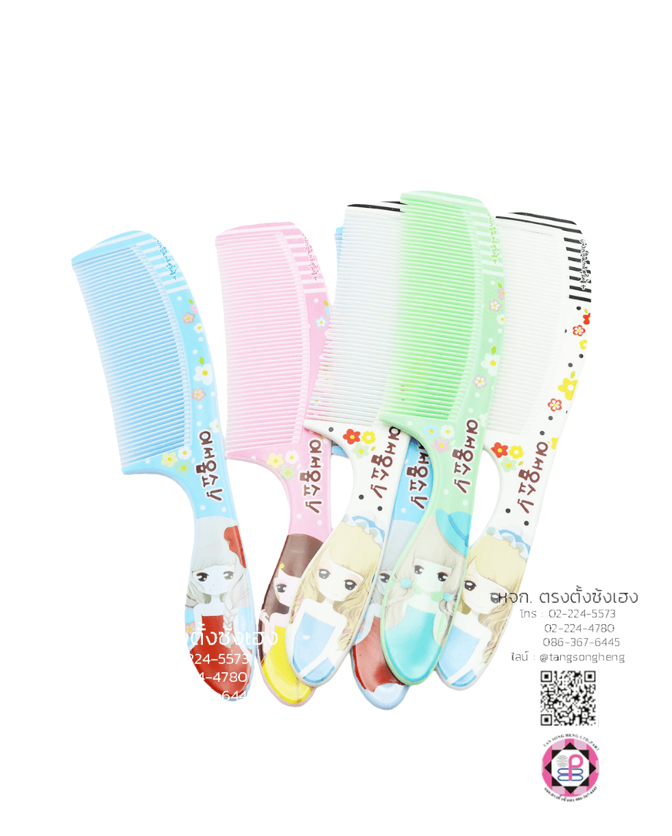 หวีอีโต้ ลายการ์ตูนผู้หญิง คละสีหวาน แพ็ค 6 ชิ้น