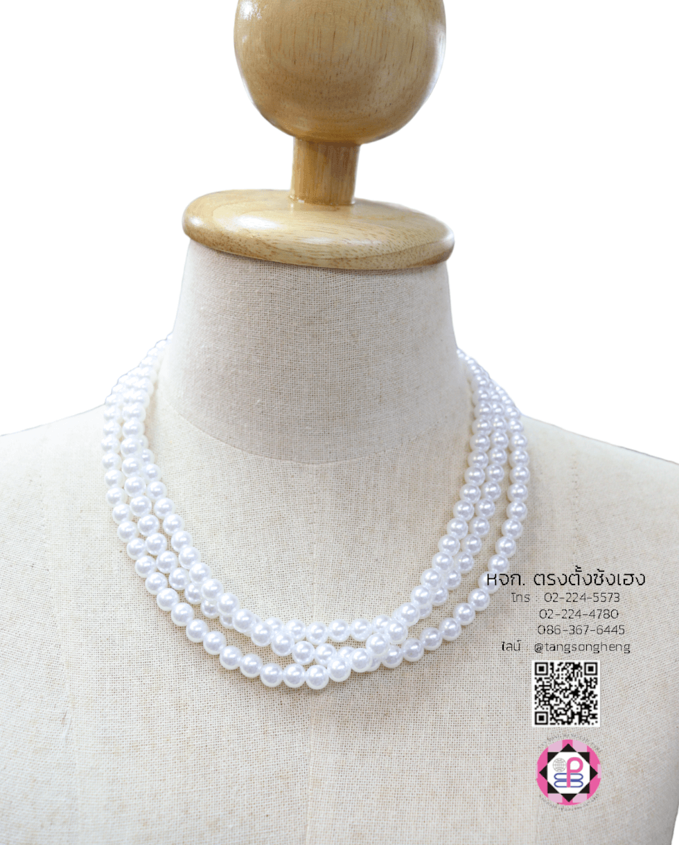 สร้อยมุกไหว้เจ้า ขนาด 8 มิล สีขาว