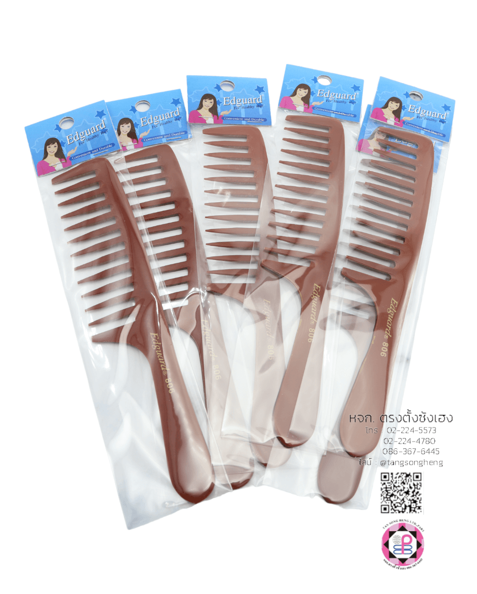 หวีอีโต้ฟันห่างไฟเบอร์ 806 Edguard สีส้ม แพ็ค 6 ชิ้น