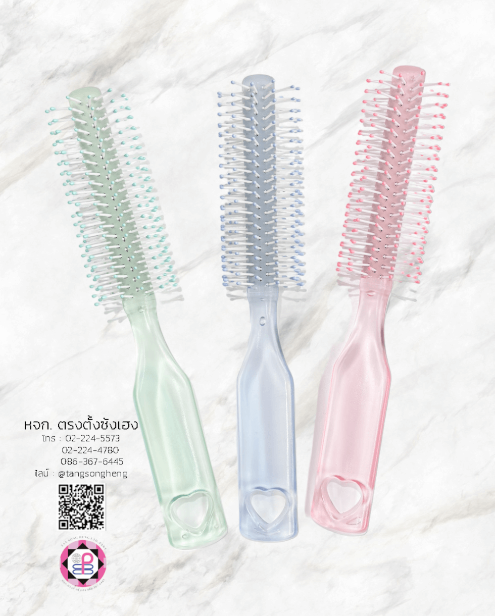 หวีโรล T.S.H. หัวตุ่ม คละสีหวาน 7866T1 แพ็ค 6 ชิ้น