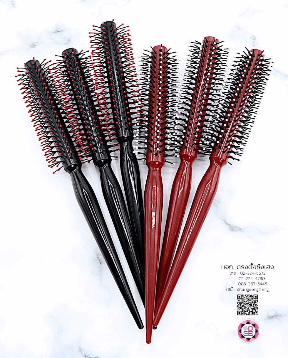 หวีโรลม้วนผมหัวตุ่ม Nice คละสี แดงดำ แพ็ค 6 ชิ้น