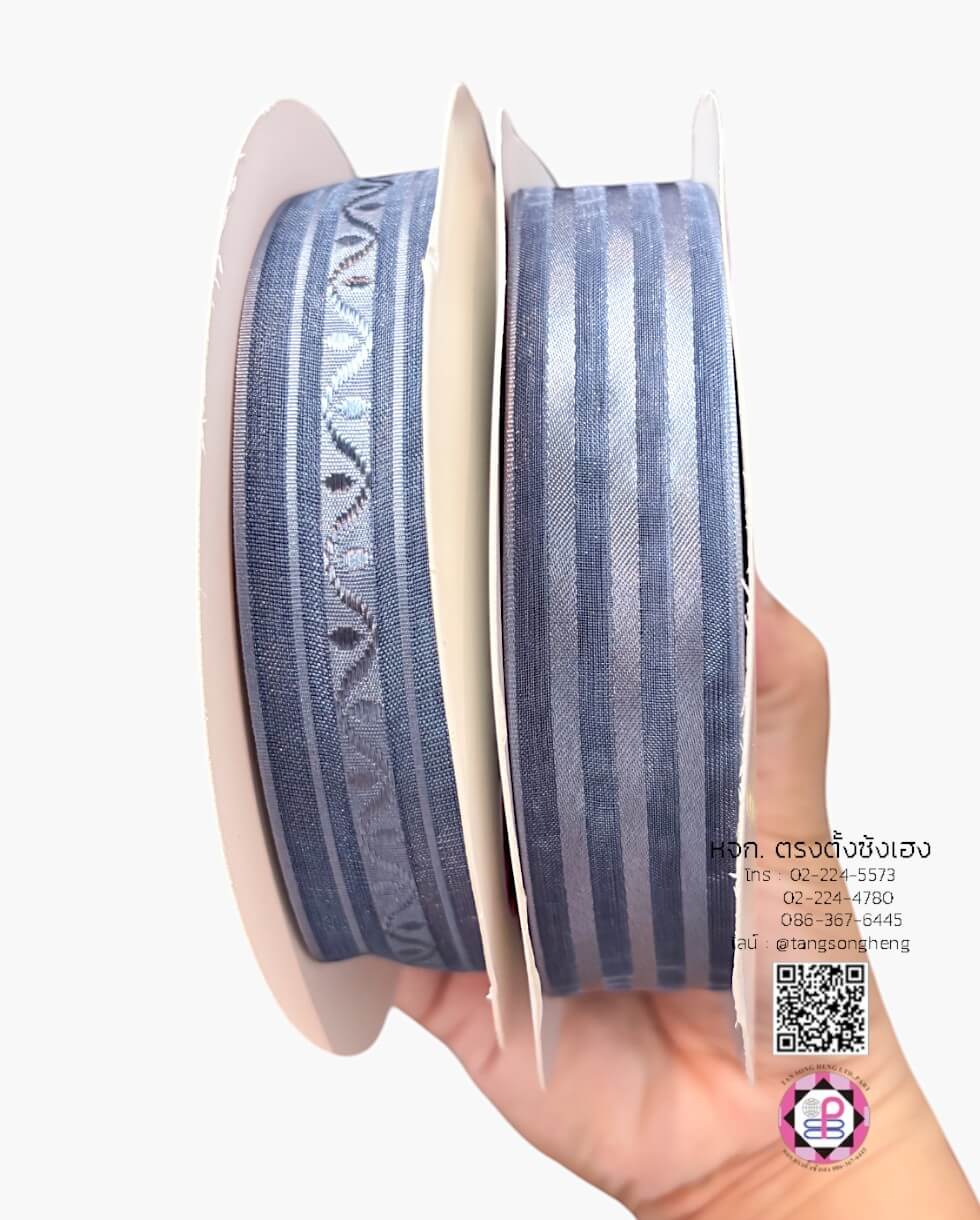 Organza Ribbon Thai Pattern Size 1 Inch 50 Yards Gray Color 03#