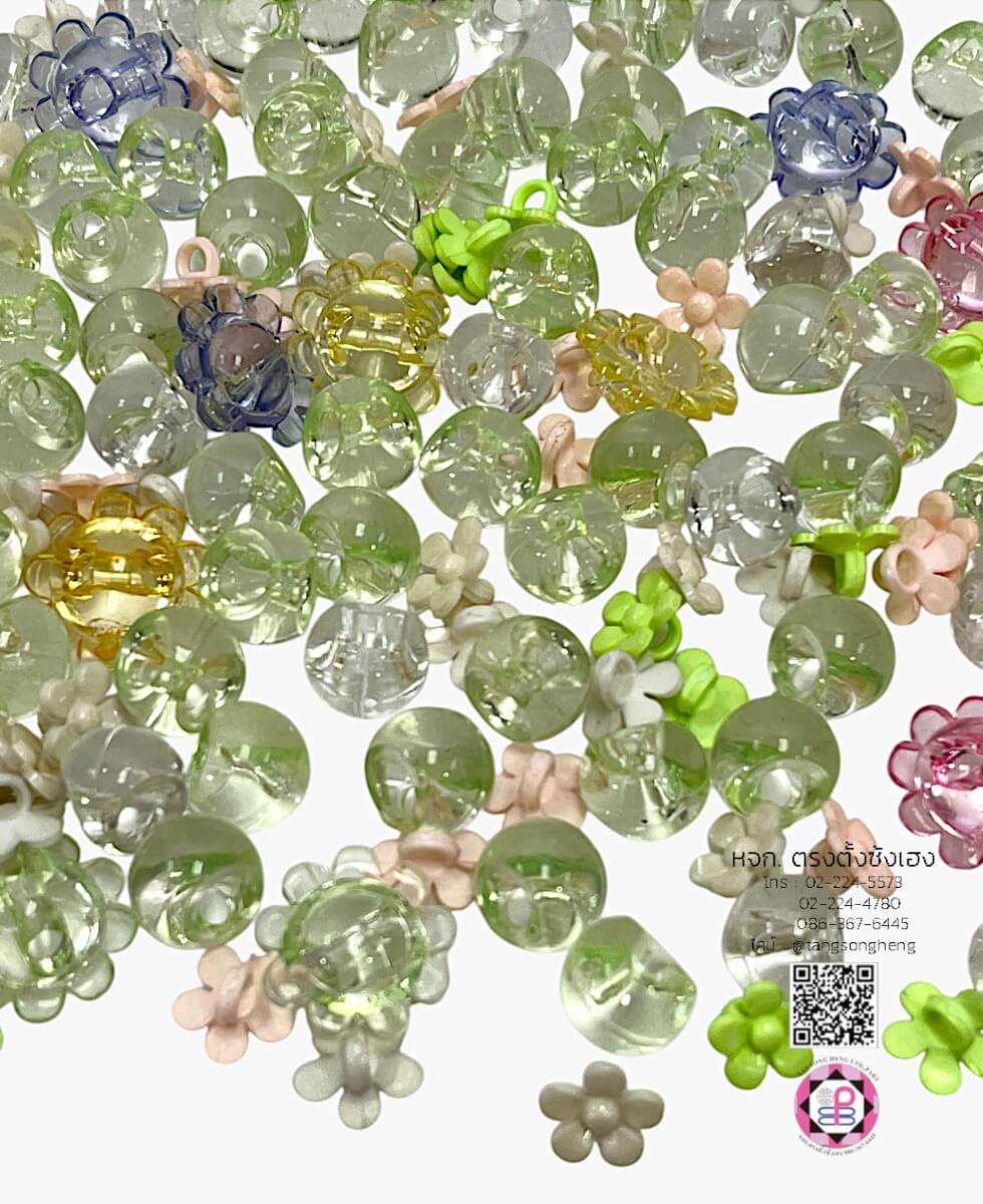 อะไหล่เรซิ่นลูกปัดมีรูร้อย แพ็ค 100 ชิ้น