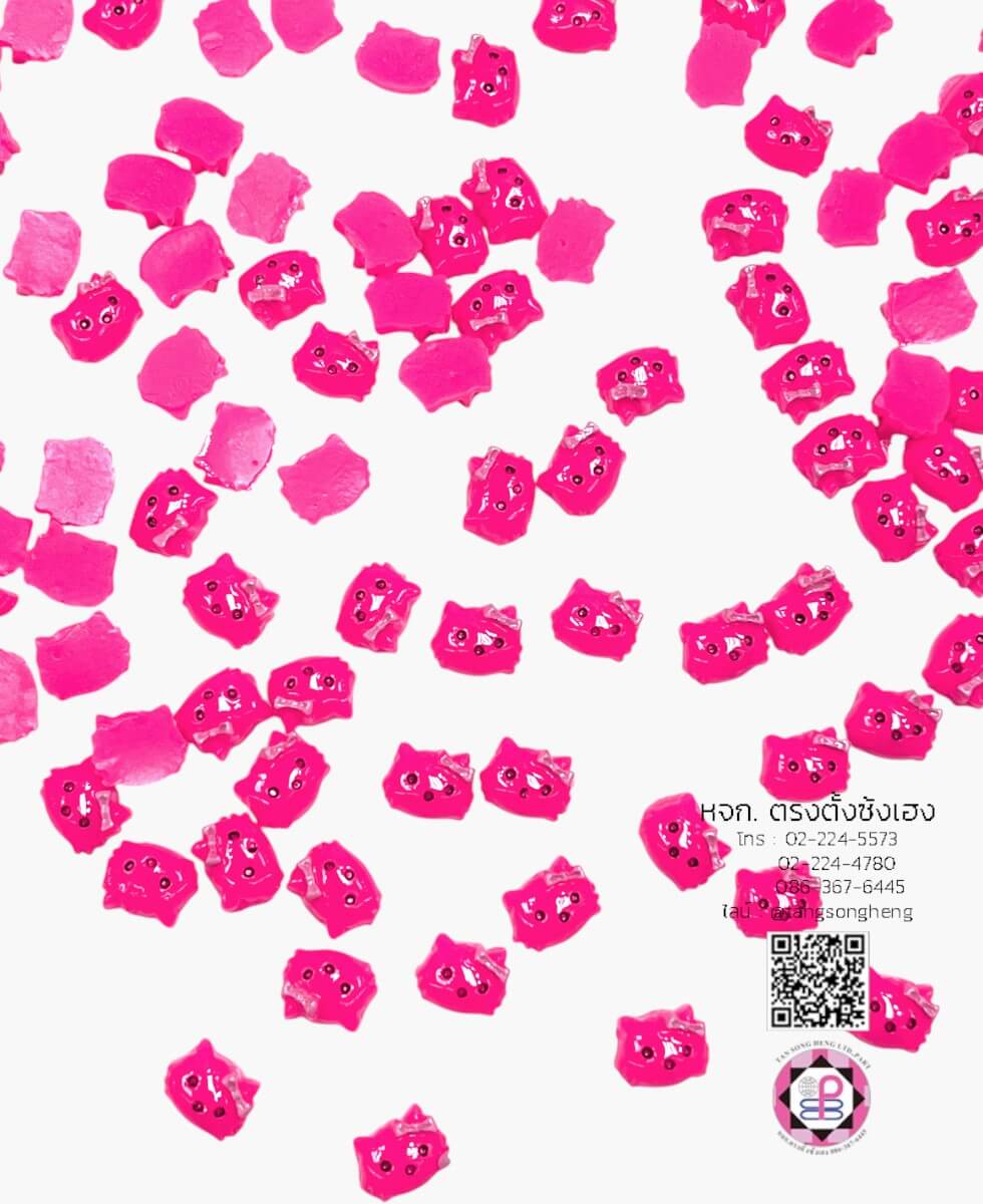 อะไหล่เรซิ่นจิ๋วรูปคิตตี้ สีชมพู แพ็ค 100 ชิ้น