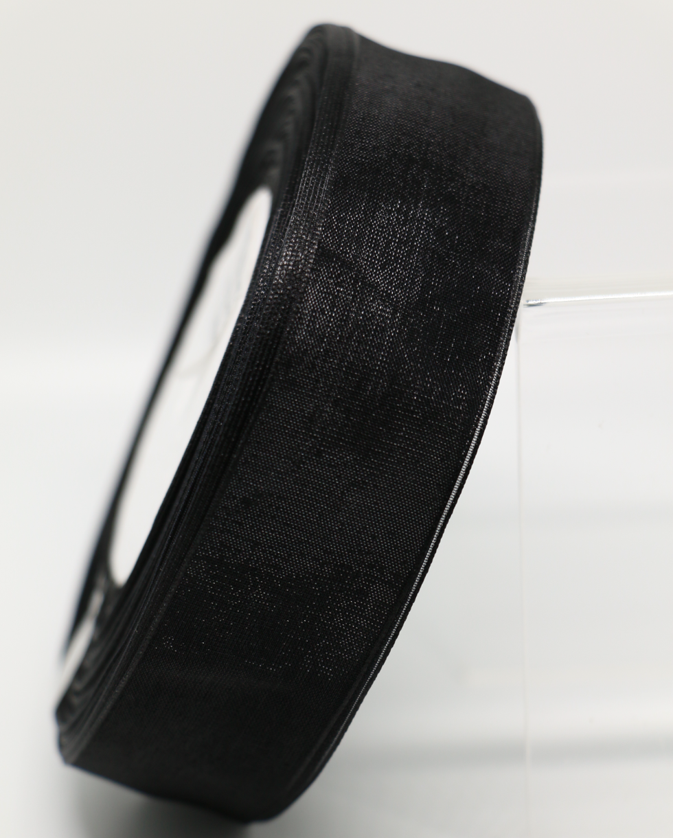 ริบบิ้นผ้าแก้ว กว้าง 1 นิ้ว ยาว 50 หลา สีดำ 39#